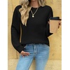 Zeagoo Womens Sweaters 2026 Fashion Fall Tops Crew Neck Long Sleeve Knit Pullover Sweater S-XXL(All Black)