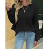 Zeagoo Womens Sweaters 2026 Fashion Fall Tops Crew Neck Long Sleeve Knit Pullover Sweater S-XXL(All Black)