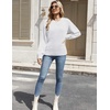 Zeagoo Womens Sweaters 2026 Fashion Fall Tops Crew Neck Long Sleeve Knit Pullover Sweater S-XXL(All White)