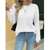 Zeagoo Womens Sweaters 2026 Fashion Fall Tops Crew Neck Long Sleeve Knit Pullover Sweater S-XXL(All White)