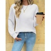 Zeagoo Womens Sweaters 2026 Fashion Fall Tops Crew Neck Long Sleeve Knit Pullover Sweater S-XXL(All White)