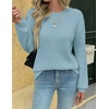 Zeagoo Womens Sweaters 2026 Fashion Fall Tops Crew Neck Long Sleeve Knit Pullover Sweater S-XXL(Blue)
