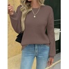 Zeagoo Womens Sweaters 2026 Fashion Fall Tops Crew Neck Long Sleeve Knit Pullover Sweater S-XXL(Brown)