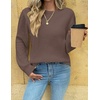 Zeagoo Womens Sweaters 2026 Fashion Fall Tops Crew Neck Long Sleeve Knit Pullover Sweater S-XXL(Brown)