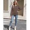 Zeagoo Womens Sweaters 2026 Fashion Fall Tops Crew Neck Long Sleeve Knit Pullover Sweater S-XXL(Brown)
