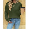 Zeagoo Womens Sweaters 2026 Fashion Fall Tops Crew Neck Long Sleeve Knit Pullover Sweater S-XXL(Dark Green)