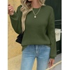 Zeagoo Womens Sweaters 2026 Fashion Fall Tops Crew Neck Long Sleeve Knit Pullover Sweater S-XXL(Dark Green)