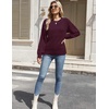 Zeagoo Womens Sweaters 2026 Fashion Fall Tops Crew Neck Long Sleeve Knit Pullover Sweater S-XXL(Dark Red)