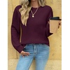 Zeagoo Womens Sweaters 2026 Fashion Fall Tops Crew Neck Long Sleeve Knit Pullover Sweater S-XXL(Dark Red)