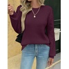Zeagoo Womens Sweaters 2026 Fashion Fall Tops Crew Neck Long Sleeve Knit Pullover Sweater S-XXL(Dark Red)
