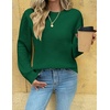 Zeagoo Womens Sweaters 2026 Fashion Fall Tops Crew Neck Long Sleeve Knit Pullover Sweater S-XXL(Lake Green)