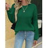 Zeagoo Womens Sweaters 2026 Fashion Fall Tops Crew Neck Long Sleeve Knit Pullover Sweater S-XXL(Lake Green)