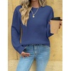Zeagoo Womens Sweaters 2026 Fashion Fall Tops Crew Neck Long Sleeve Knit Pullover Sweater S-XXL(Navy Blue)