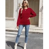 Zeagoo Womens Sweaters 2026 Fashion Fall Tops Crew Neck Long Sleeve Knit Pullover Sweater S-XXL(Red)