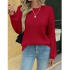 Zeagoo Womens Sweaters 2026 Fashion Fall Tops Crew Neck Long Sleeve Knit Pullover Sweater S-XXL(Red)