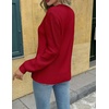 Zeagoo Womens Sweaters 2026 Fashion Fall Tops Crew Neck Long Sleeve Knit Pullover Sweater S-XXL(Red)
