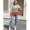 Zeagoo Womens Sweaters 2026 Fashion Fall Tops Crew Neck Long Sleeve Knit Pullover Sweater S-XXL(White Gray Orange)