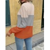 Zeagoo Womens Sweaters 2026 Fashion Fall Tops Crew Neck Long Sleeve Knit Pullover Sweater S-XXL(White Gray Orange)
