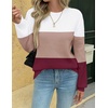 Zeagoo Womens Sweaters 2026 Fashion Fall Tops Crew Neck Long Sleeve Knit Pullover Sweater S-XXL(White Wine Red)