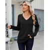 Zeagoo Womens Sweaters Fall Casual Long Sleeve V Neck Shirts Lightweight Crochet Ribbed Knit Pullover Tops Outfits(Black)