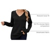 Zeagoo Womens Sweaters Fall Casual Long Sleeve V Neck Shirts Lightweight Crochet Ribbed Knit Pullover Tops Outfits(Black)