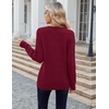 Zeagoo Womens Sweaters Fall Casual Long Sleeve V Neck Shirts Lightweight Crochet Ribbed Knit Pullover Tops Outfits(Bow-wine Red)