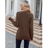 Zeagoo Womens Sweaters Fall Casual Long Sleeve V Neck Shirts Lightweight Crochet Ribbed Knit Pullover Tops Outfits(Brown)