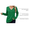 Zeagoo Womens Sweaters Fall Casual Long Sleeve V Neck Shirts Lightweight Crochet Ribbed Knit Pullover Tops Outfits(Green)
