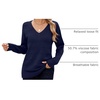 Zeagoo Womens Sweaters Fall Casual Long Sleeve V Neck Shirts Lightweight Crochet Ribbed Knit Pullover Tops Outfits(Navy Blue)
