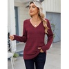 Zeagoo Womens Sweaters Fall Casual Long Sleeve V Neck Shirts Lightweight Crochet Ribbed Knit Pullover Tops Outfits(Wine Red)