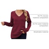 Zeagoo Womens Sweaters Fall Casual Long Sleeve V Neck Shirts Lightweight Crochet Ribbed Knit Pullover Tops Outfits(Wine Red)