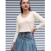 Zeagoo Womens Sweaters Fall Trendy Casual Long Sleeve Shirt Lightweight V Neck Off Shoulder Crochet Pullover Top Outfit(B-beige)