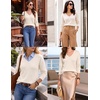 Zeagoo Womens Sweaters Fall Trendy Casual Long Sleeve Shirt Lightweight V Neck Off Shoulder Crochet Pullover Top Outfit(B-beige)