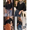 Zeagoo Womens Sweaters Fall Trendy Casual Long Sleeve Shirt Lightweight V Neck Off Shoulder Crochet Pullover Top Outfit(B-black)