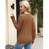 Zeagoo Womens Sweaters Fall Trendy Casual Long Sleeve Shirt Lightweight V Neck Off Shoulder Crochet Pullover Top Outfit(B-brown)