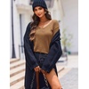 Zeagoo Womens Sweaters Fall Trendy Casual Long Sleeve Shirt Lightweight V Neck Off Shoulder Crochet Pullover Top Outfit(B-brown)