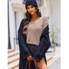 Zeagoo Womens Sweaters Fall Trendy Casual Long Sleeve Shirt Lightweight V Neck Off Shoulder Crochet Pullover Top Outfit(B-dark Apricot)