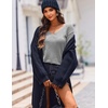 Zeagoo Womens Sweaters Fall Trendy Casual Long Sleeve Shirt Lightweight V Neck Off Shoulder Crochet Pullover Top Outfit(B-gray)