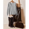 Zeagoo Womens Sweaters Fall Trendy Casual Long Sleeve Shirt Lightweight V Neck Off Shoulder Crochet Pullover Top Outfit(B-gray)