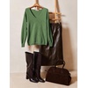 Zeagoo Womens Sweaters Fall Trendy Casual Long Sleeve Shirt Lightweight V Neck Off Shoulder Crochet Pullover Top Outfit(B-gray Green)
