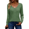 Zeagoo Womens Sweaters Fall Trendy Casual Long Sleeve Shirt Lightweight V Neck Off Shoulder Crochet Pullover Top Outfit(B-gray Green)