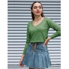 Zeagoo Womens Sweaters Fall Trendy Casual Long Sleeve Shirt Lightweight V Neck Off Shoulder Crochet Pullover Top Outfit(B-gray Green)