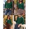 Zeagoo Womens Sweaters Fall Trendy Casual Long Sleeve Shirt Lightweight V Neck Off Shoulder Crochet Pullover Top Outfit(B-green)