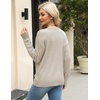 Zeagoo Womens Sweaters Fall Trendy Casual Long Sleeve Shirt Lightweight V Neck Off Shoulder Crochet Pullover Top Outfit(B-khaki)