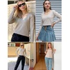 Zeagoo Womens Sweaters Fall Trendy Casual Long Sleeve Shirt Lightweight V Neck Off Shoulder Crochet Pullover Top Outfit(B-khaki)