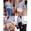 Zeagoo Womens Sweaters Fall Trendy Casual Long Sleeve Shirt Lightweight V Neck Off Shoulder Crochet Pullover Top Outfit(B-light Blue)