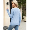 Zeagoo Womens Sweaters Fall Trendy Casual Long Sleeve Shirt Lightweight V Neck Off Shoulder Crochet Pullover Top Outfit(B-light Blue)