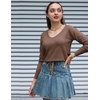 Zeagoo Womens Sweaters Fall Trendy Casual Long Sleeve Shirt Lightweight V Neck Off Shoulder Crochet Pullover Top Outfit(B-nutmeg)
