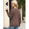 Zeagoo Womens Sweaters Fall Trendy Casual Long Sleeve Shirt Lightweight V Neck Off Shoulder Crochet Pullover Top Outfit(B-nutmeg)