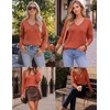 Zeagoo Womens Sweaters Fall Trendy Casual Long Sleeve Shirt Lightweight V Neck Off Shoulder Crochet Pullover Top Outfit(B-orange)